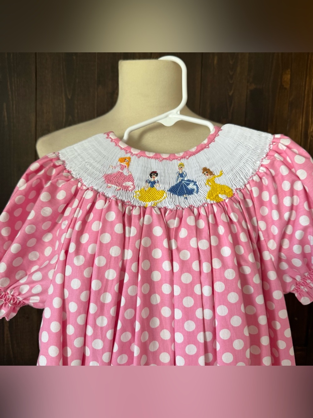 Girls Lolly Wolly Doodle Princess Smocked Dress Sz 8 Pink Polka Dot